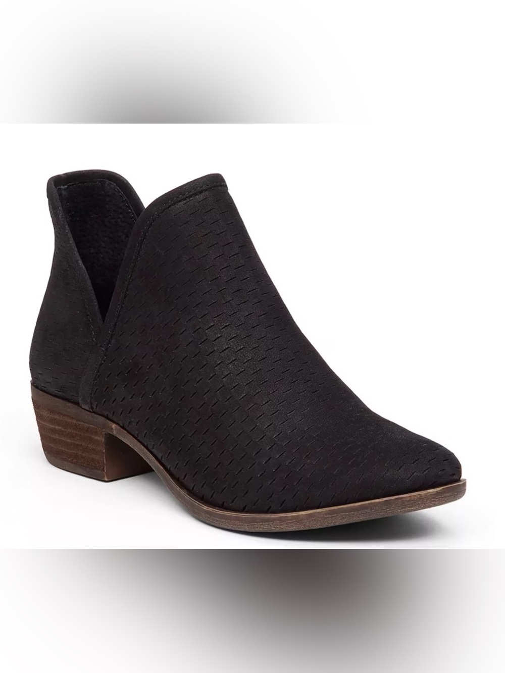 Lucky Brand Black Perforated Ankle Booties with Low Heel